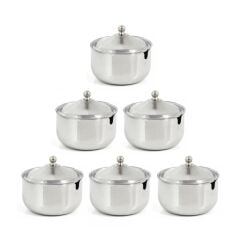 Omnisoft Tezel Paslanmaz Çelik Kapaklı Baharatlık Biberlik 6 Adet