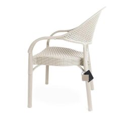 Omnipazar IRK-HK735 Bambu Rattan Desenli Plastik Bahçe Sandalye Koltuk 4'lü Set Bej