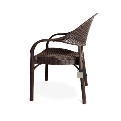 Omnipazar IRK-HK735 Bambu Rattan Desenli Plastik Bahçe Sandalye Koltuk 4'lü Set Kahverengi