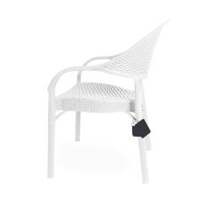 Omnipazar IRK-HK735 Bambu Rattan Desenli Plastik Bahçe Sandalye Koltuk 4'lü Set Beyaz