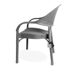 Omnipazar IRK-HK735 Bambu Rattan Desenli Plastik Bahçe Sandalye Koltuk 4'lü Set Gri