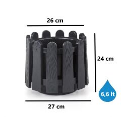 Omnipazar SO-İS03 İstanbul Dekoratif Yuvarlak Saksı 6,6 lt Antrasit 6 Adet