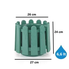 Omnipazar SO-İS03 İstanbul Dekoratif Yuvarlak Saksı 6,6 lt Yeşil 6 Adet