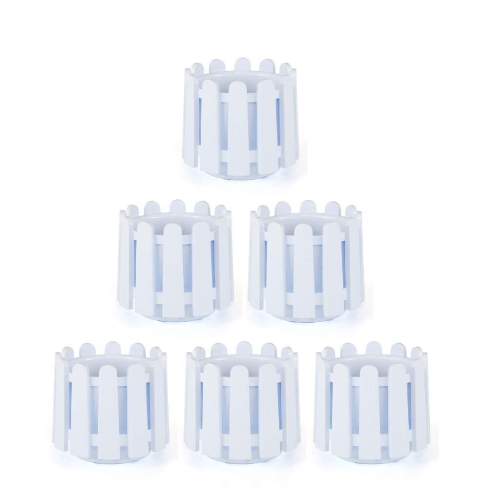 Omnipazar SO-İS03 İstanbul Dekoratif Yuvarlak Saksı 6,6 lt Kirli Beyaz 6 Adet