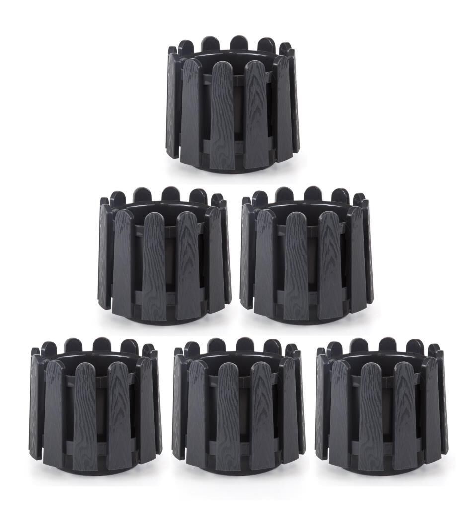 Omnipazar SO-İS04 İstanbul Dekoratif Yuvarlak Saksı 14,1 lt Antrasit 6 Adet