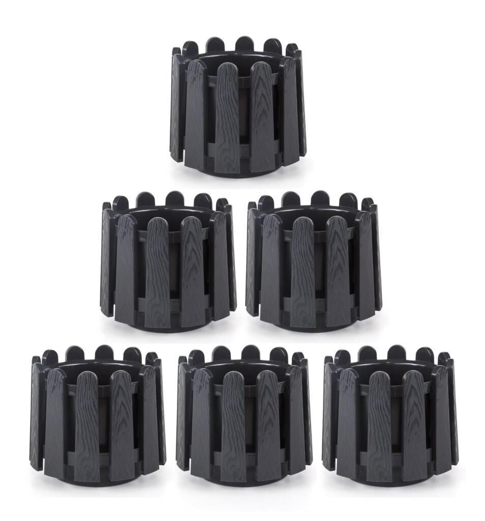 Omnipazar SO-İS04 İstanbul Dekoratif Yuvarlak Saksı 14,1 lt Antrasit 6 Adet