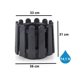 Omnipazar SO-İS04 İstanbul Dekoratif Yuvarlak Saksı 14,1 lt Antrasit 6 Adet