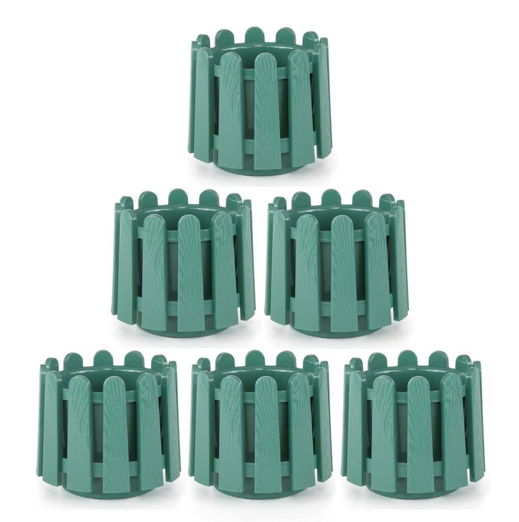 Omnipazar SO-İS04 İstanbul Dekoratif Yuvarlak Saksı 14,1 lt Yeşil 6 Adet