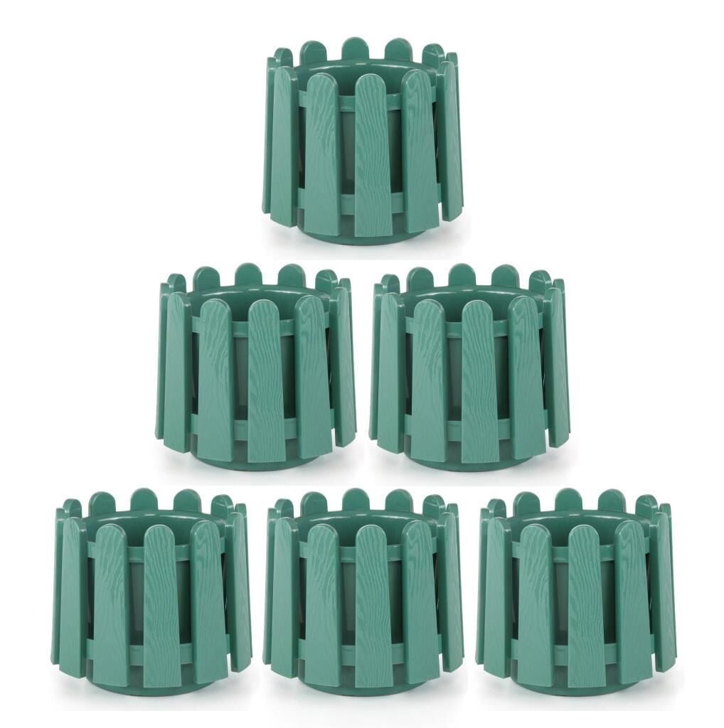 Omnipazar SO-İS04 İstanbul Dekoratif Yuvarlak Saksı 14,1 lt Yeşil 6 Adet