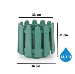Omnipazar SO-İS04 İstanbul Dekoratif Yuvarlak Saksı 14,1 lt Yeşil 6 Adet