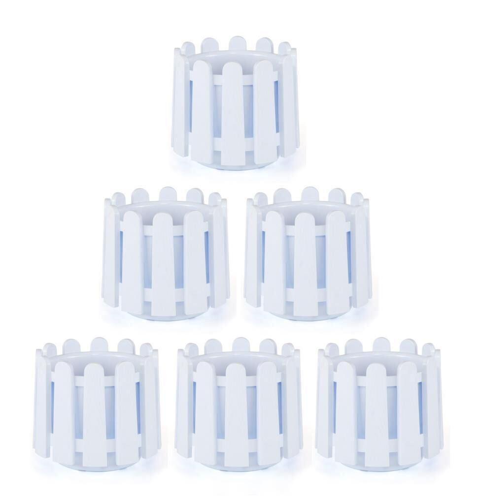 Omnipazar SO-İS04 İstanbul Dekoratif Yuvarlak Saksı 14,1 lt Kirli Beyaz 6 Adet