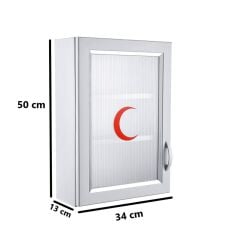 Omnipazar CLK-159 PVC İlk Yardım Ecza Dolabı 3 Raflı Kapaklı Beyaz