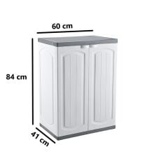 Omnipazar CLK-805 Plastik 2 Kapaklı Çok Amaçlı Banyo Dolabı Demonte Beyaz