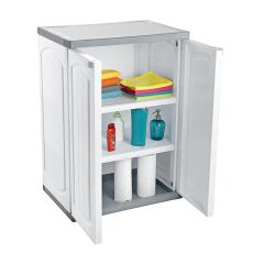 Omnipazar CLK-805 Plastik 2 Kapaklı Çok Amaçlı Banyo Dolabı Demonte Beyaz