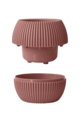 Omnipazar KRS-364 Dekoratif Plastik Mercan Saksı 1.2 Litre No 4 Bej