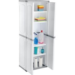 Omnipazar CLK-804 Plastik 4 Kapaklı Çok Amaçlı Banyo Dolabı Demonte Beyaz