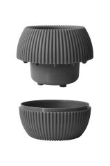 Omnipazar KRS-364 Dekoratif Plastik Mercan Saksı 1.2 Litre No 4 Antrasit (116)