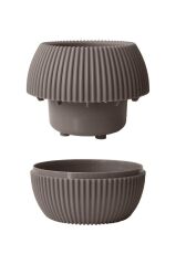 Omnipazar KRS-364 Dekoratif Plastik Mercan Saksı 1.2 Litre No 4 Kahverengi