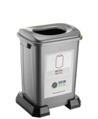 Omnipazar SY-4395 Sıfır Atık Metal Geri Dönüşüm Çöp Kutusu 50 lt Gri 5 Adet