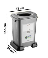 Omnipazar SY-4395 Sıfır Atık Metal Geri Dönüşüm Çöp Kutusu 50 lt Gri 5 Adet