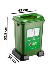 Omnipazar SY-4395 Sıfır Atık Cam Geri Dönüşüm Çöp Kutusu 50 lt Yeşil 5 Adet