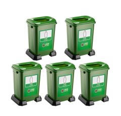 Omnipazar SY-4395 Sıfır Atık Cam Geri Dönüşüm Çöp Kutusu 50 lt Yeşil 5 Adet