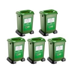 Omnipazar SY-4395 Sıfır Atık Cam Geri Dönüşüm Çöp Kutusu 50 lt Yeşil 5 Adet