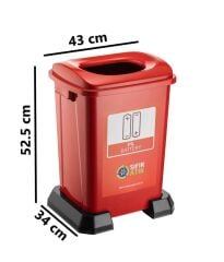 Omnipazar SY-4395 Sıfır Atık Pil Geri Dönüşüm Çöp Kutusu 50 lt Kırmızı 5 Adet