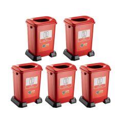 Omnipazar SY-4395 Sıfır Atık Pil Geri Dönüşüm Çöp Kutusu 50 lt Kırmızı 5 Adet