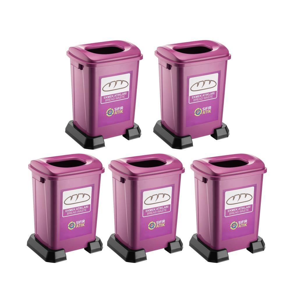 Omnipazar SY-4395 Sıfır Atık Ekmek Geri Dönüşüm Çöp Kutusu 50 lt Mor 5 Adet