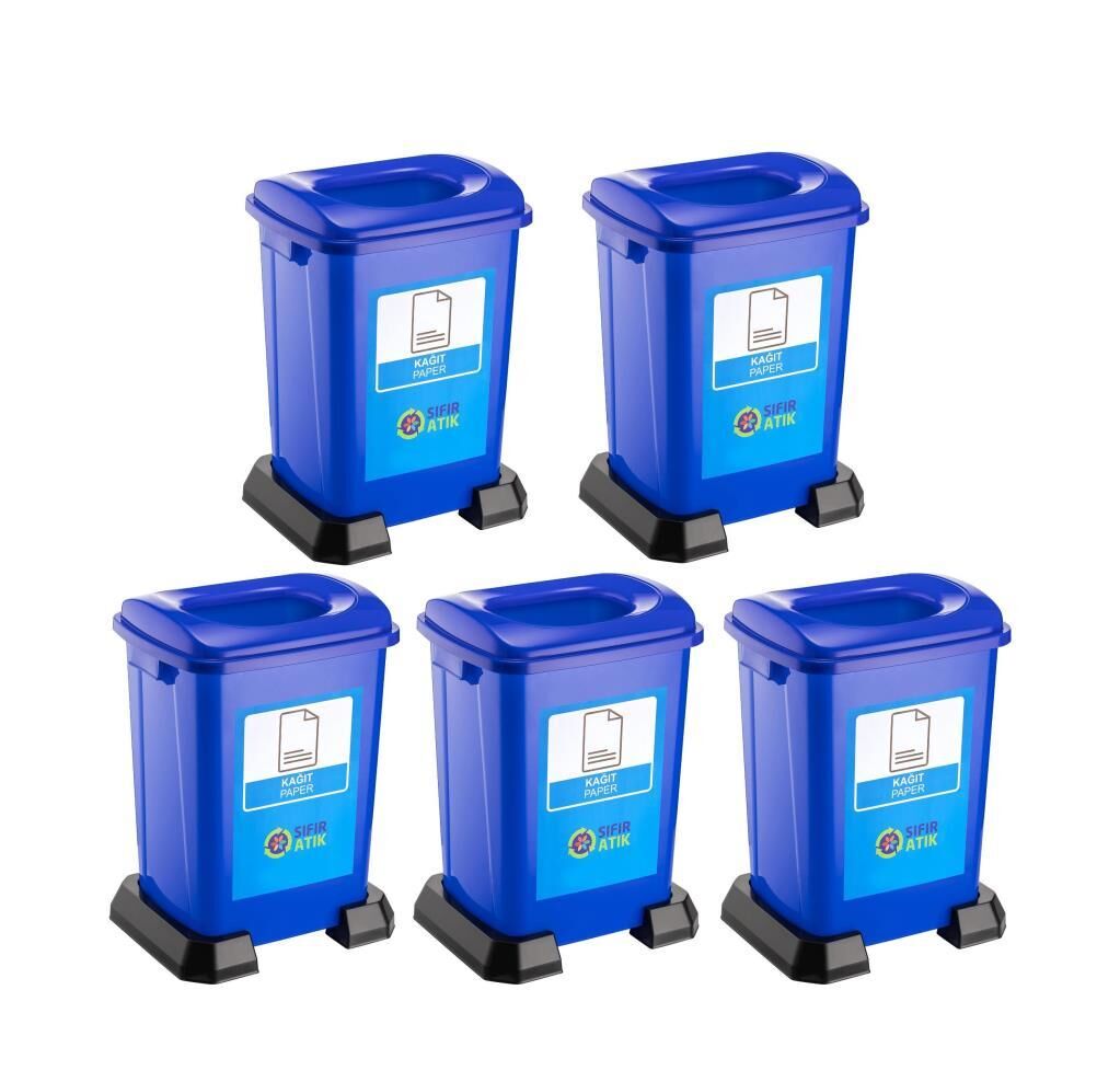 Omnipazar SY-4395 Sıfır Atık Kağıt Geri Dönüşüm Çöp Kutusu 50 lt Mavi 5 Adet