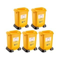 Omnipazar SY-4395 Sıfır Atık Plastik Geri Dönüşüm Çöp Kutusu 50 lt Sarı 5 Adet