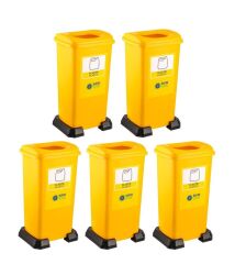 Omnipazar SY-4398 Sıfır Atık Plastik Geri Dönüşüm Çöp Kutusu 70 lt Sarı 5 Adet