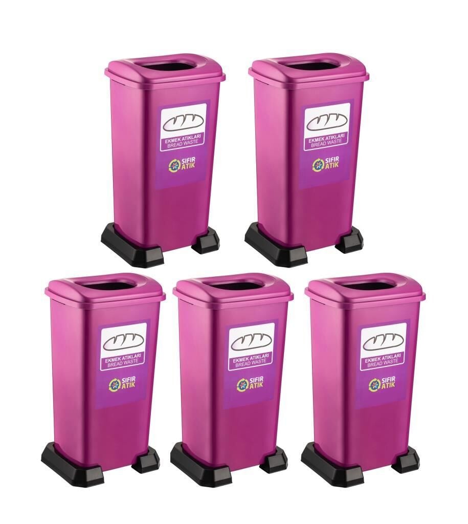 Omnipazar SY-4398 Sıfır Atık Ekmek Geri Dönüşüm Çöp Kutusu 70 lt Mor 5 Adet