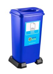 Omnipazar SY-4398 Sıfır Atık Kağıt Geri Dönüşüm Çöp Kutusu 70 lt Mavi 5 Adet