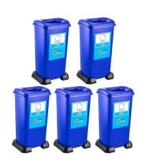 Omnipazar SY-4398 Sıfır Atık Kağıt Geri Dönüşüm Çöp Kutusu 70 lt Mavi 5 Adet