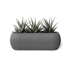 Omnipazar KRS-372 Dekoratif Plastik Mercan Uzun Saksı 1.3 Litre No 2 Antrasit (116)