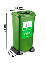 Omnipazar SY-4398 Sıfır Atık Cam Geri Dönüşüm Çöp Kutusu 70 lt Yeşil 5 Adet
