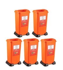 Omnipazar SY-4398 Sıfır Atık Pil Geri Dönüşüm Çöp Kutusu 70 lt Turuncu 5 Adet