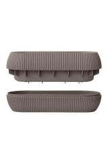 Omnipazar KRS-372 Dekoratif Plastik Mercan Uzun Saksı 1.3 Litre No 2 Kahverengi
