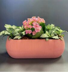 Omnipazar KRS-372 Dekoratif Plastik Mercan Uzun Saksı 1.3 Litre No 2 Soft Pembe