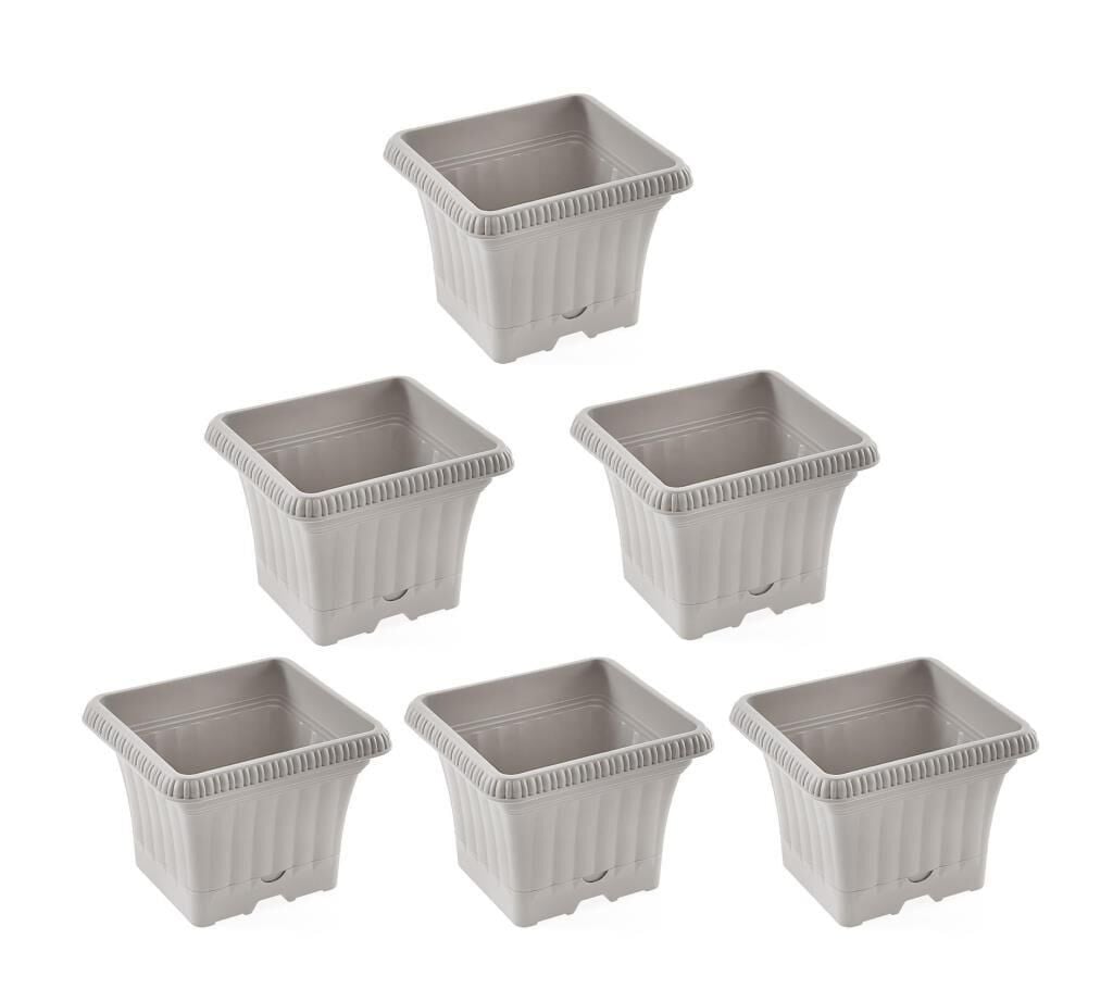 Omnipazar SO-OB00 Dekoratif Ova Balkon Saksı 2.2 lt Kirli Beyaz 6 Adet