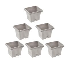 Omnipazar SO-OB00 Dekoratif Ova Balkon Saksı 2.2 lt Kirli Beyaz 6 Adet