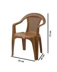 Omnipazar SY-2512 Plastik Smart Lara Bahçe Koltuk Sandalye 4'lü Set Kahverengi