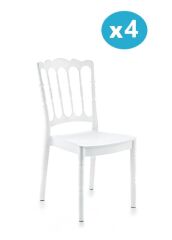 Omnipazar SY-2526 Estate Plastik Modern Bahçe Düğün Sandalye 4'lü Set Beyaz
