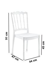 Omnipazar SY-2526 Estate Plastik Modern Bahçe Düğün Sandalye 4'lü Set Beyaz