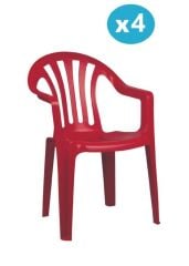 Omnipazar SY-2500 Manolya Plastik Bahçe Sandalye 4'lü Set