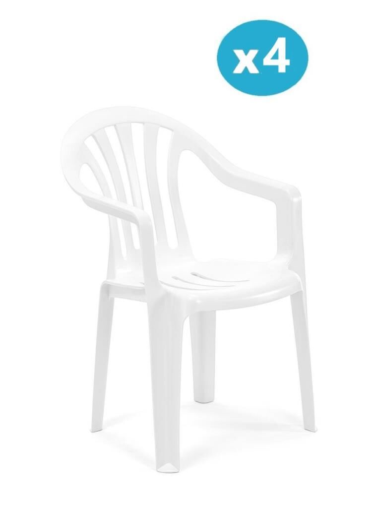 Omnipazar SY-2500 Manolya Plastik Bahçe Sandalye 4'lü Set Beyaz