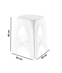 Omnipazar SY-4666 Plastik Hasır Tabure Büyük Boy 4'lü Set Beyaz