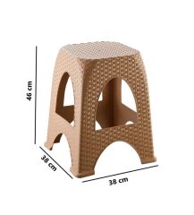 Omnipazar SY-4666 Plastik Hasır Tabure Büyük Boy 4'lü Set Kahverengi